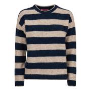 GALLO Blå Alpacka Ull Crew-Neck Tröja Multicolor, Dam