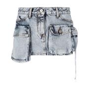 The Attico Fay Denim Minikjol Blue, Dam