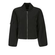 Ganni Oversized Short Bomber Jacket Black, Dam