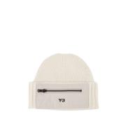 Y-3 Ull Beanies för Stiligt Vinterutseende White, Unisex