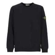 Stone Island Blå Bomullsweatshirt med Logopatch Blue, Herr