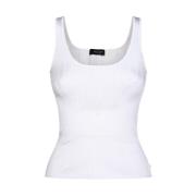 Mugler Vit Stickad Tank Top Skulptureffekt White, Dam