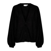 Saint Tropez Svart Cardigan med Puffärmar Black, Dam