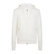 Eleventy Cashmere Hoodie Full Zip Jersey White, Herr