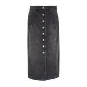 Isabel Marant Étoile Denimkjol Vandy med Fickor Black, Dam