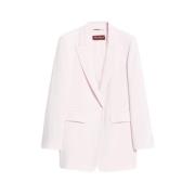 Max Mara Studio Klassisk Blazer med Knappade Ärmar Pink, Dam