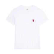 Ami Paris Unisex Broderad Logotyp T-Shirt White, Dam