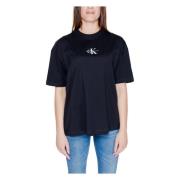 Calvin Klein Jeans Svart Enkel Kortärmad T-shirt för Kvinnor Black, Da...