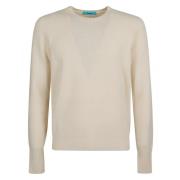 Drumohr Beige Lambswool Crew Neck Sweater Beige, Herr