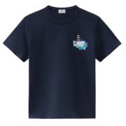 Woolrich Animerad Får Bomull T-shirt Blå Blue, Herr