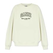 Ganni Sweatshirt med logotyp Beige, Dam