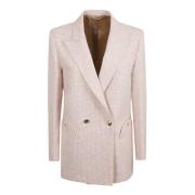 Blazé Milano Lyxig Houndstooth Jacka Pink, Dam