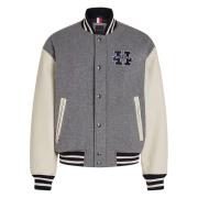 Tommy Hilfiger Läder Varsity Jacka Gray, Herr