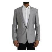 Dolce & Gabbana Grå Ull Peak Blazer Kappa Gray, Herr