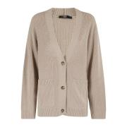 Seventy Stilfull Stickad Cardigan Tröja Beige, Dam