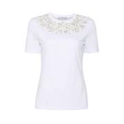 Ermanno Scervino Kristallspets T-shirt med Tylldetaljer White, Dam