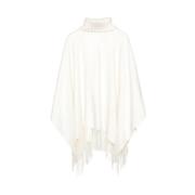 Fabiana Filippi Vit Ull Cashmere Poncho Cape White, Dam