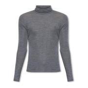 Saint Laurent Ull turtlenecktröja med logotyp Gray, Herr