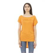 Just Cavalli Strandkläder T-shirt Långärmad Strass Logo Orange, Dam