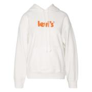 Levi's Grafisk Standard Hoodie Poster Logo Hoodie White, Dam