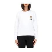 Moschino Rundhalsad sweatshirt White, Dam