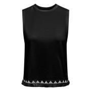 Only Regular Fit Round Neck Tank Top Black, Dam