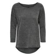 Only Lös passform rund hals topp långärmad t-shirt Gray, Dam