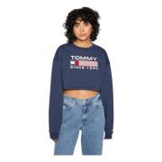 Tommy Jeans Super Crop Modern Sweat Hoodie Blue, Dam