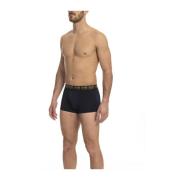 Cavalli Class Blå Bomull Logo Waistband Trunks Blue, Herr