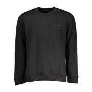 Cavalli Class Svart Broderad Crew Neck Fleece Sweatshirt Black, Herr