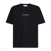 Lanvin Svart Bomull T-shirt med Bouclette Logo Black, Herr