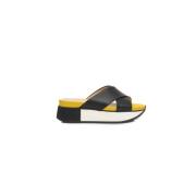 Cerruti 1881 Svart Läder Plattform Sandal Black, Dam