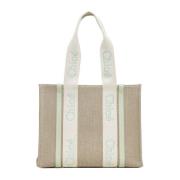 Chloé Beige Canvas Tote Bag med Bandhandtag Beige, Dam