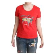 Moschino Röd Bomull T-shirt Come Play 4 Us Print Red, Dam