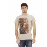 Trussardi Beige Rund Hals Tee med Front Print Beige, Herr