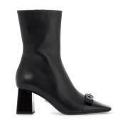 Versace Ribbon Läder Ankelboots Black, Dam