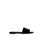 Dolce & Gabbana Velvet Slides Black, Dam