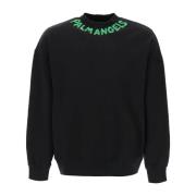 Palm Angels Fluorescerande Grön Logo Sweatshirt Black, Herr