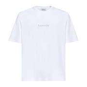 Lanvin Vit Bomullst-shirt med Bouclette Logo White, Herr