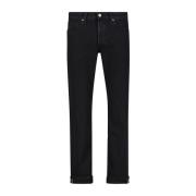 Tela Genova Selvedge Slim Fit Svart Denim Jeans Black, Herr