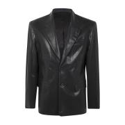 Diesel Svart Läderblazer Black, Herr