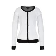 Armani Exchange Monokrom Stickad Kofta Tröja White, Dam