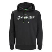 Jack & Jones 12235332-Black Hoodie Black, Herr