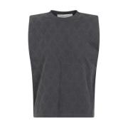 Golden Goose Grå Rhombus Mönster Ärmlös Bomull T-shirt Gray, Dam