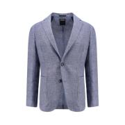 Ermenegildo Zegna Blå Linne Bomull Blazer Klassisk Stil Blue, Herr