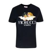 MC2 Saint Barth Kortärmad T-shirt med Angels Motiv Black, Dam