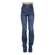 Elisabetta Franchi Flared Blå Denim Jeans Blue, Dam