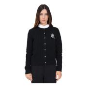 Ralph Lauren Svart Kabel Cardigan Damtröja Black, Dam