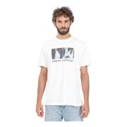 Armani Exchange Kortärmad vit T-shirt med tryck Beige, Herr