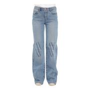 Armani Exchange Avslappnad passform blå denim jeans Blue, Dam